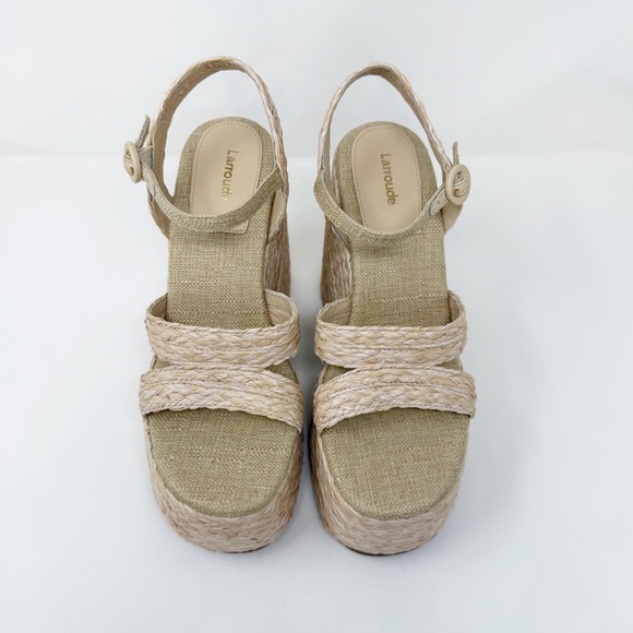 New Larroude Carmen Raffia Platform Sandals Sz US 9 - Picture 2 of 8